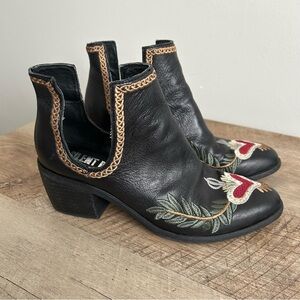Silent D by Anthropologie Leather Oliver Embroidered Booties